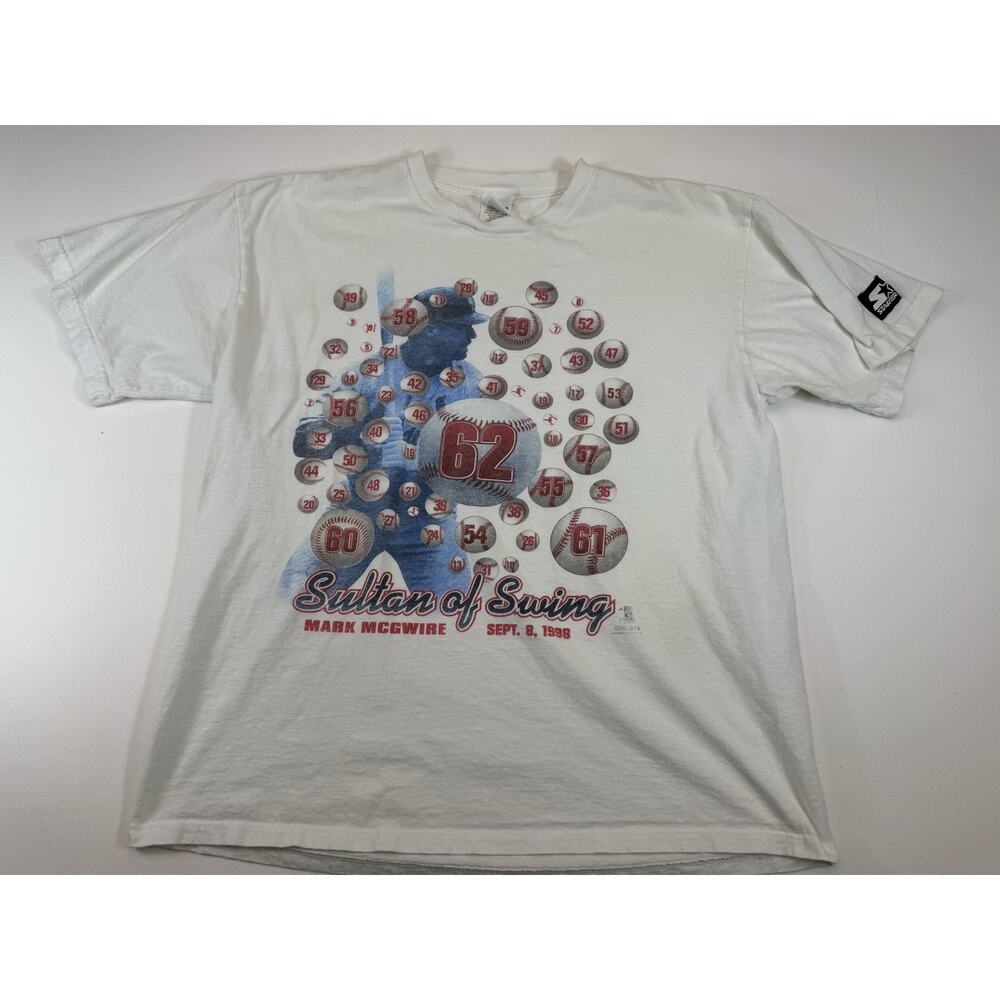 Vintage 1998 Mark McGwire Starter T Shirt Sultan of Swing MLB Size L
